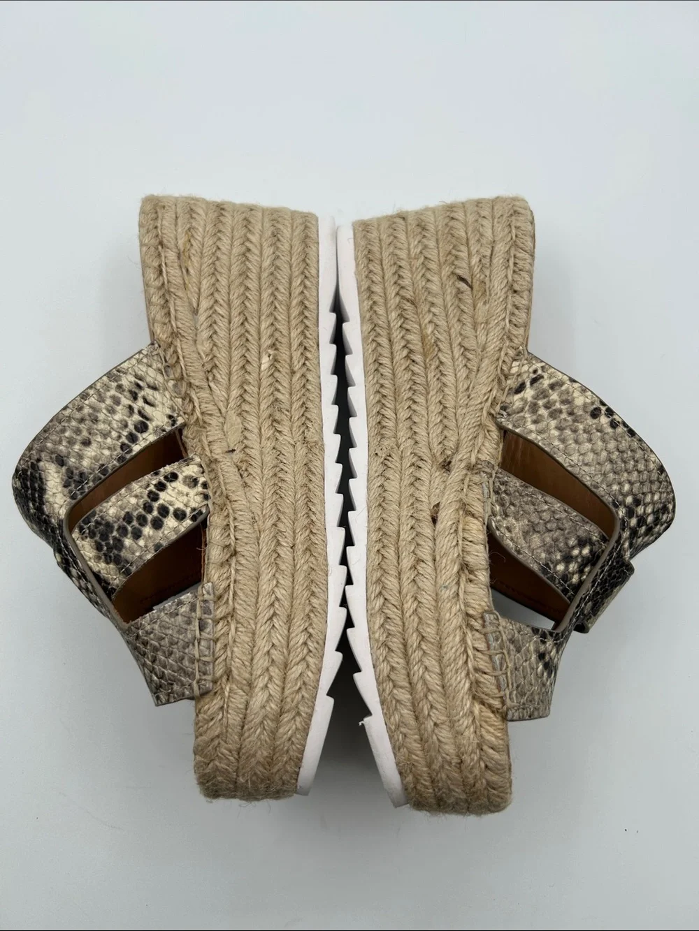Marc Fisher Snake-Print Espadrille Wedge Sandals - Beige/Black